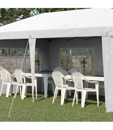 Gazebo: White Steel 585 cm x 295 cm x 270 cm 3 x 6m Heavy Duty Pop Up - White