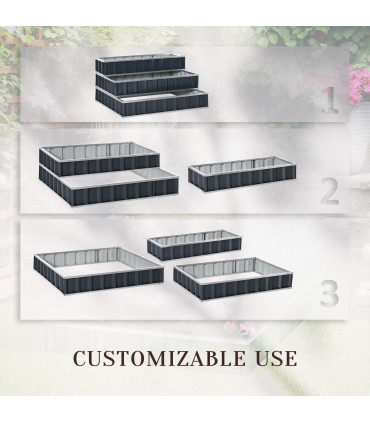 3 Tier Raised Garden Bed, Elevated Planer Box Kit  A Pairs of Glove Grey