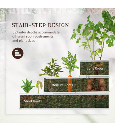 3 Tier Raised Garden Bed, Elevated Planer Box Kit  A Pairs of Glove Grey