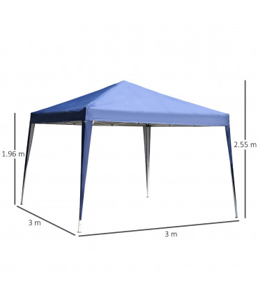 Gazebo Blue 3m x 3m x2.55m Garden Pop Up Marquee Party Tent Wedding Canopy