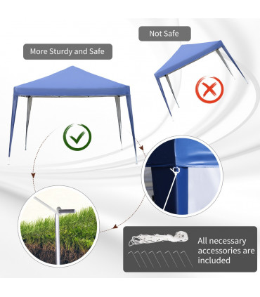 Gazebo Blue 3m x 3m x2.55m Garden Pop Up Marquee Party Tent Wedding Canopy