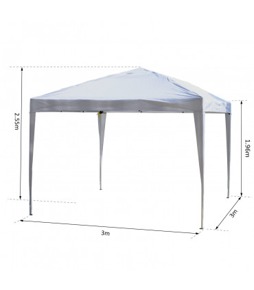Garden Pop Up Gazebo Marquee Party Tent Wedding Canopy White 3m x 3m x2.55m