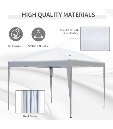 Garden Pop Up Gazebo Marquee Party Tent Wedding Canopy White 3m x 3m x2.55m