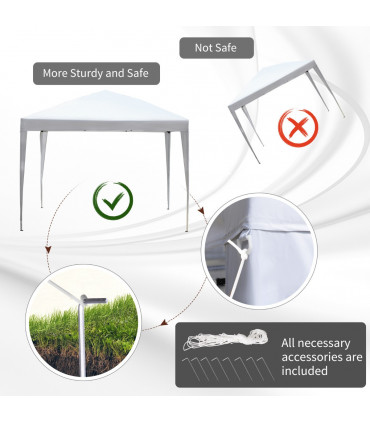 Garden Pop Up Gazebo Marquee Party Tent Wedding Canopy White 3m x 3m x2.55m