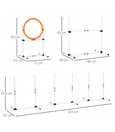 3-Piece Suit Portable Pet Agility Training Set for Dogs Obstacle Course