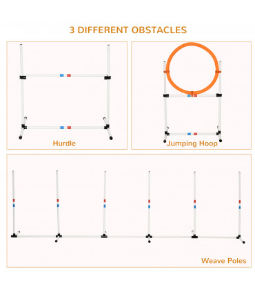3-Piece Suit Portable Pet Agility Training Set for Dogs Obstacle Course