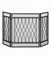 3-Panel Folding Fireplace Screen Metal Mesh Fire Spark Guard Black