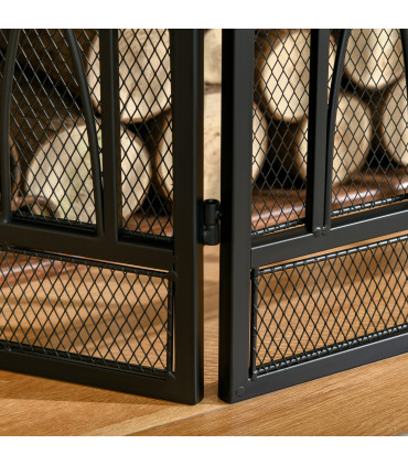 3-Panel Folding Fireplace Screen Metal Mesh Fire Spark Guard Black