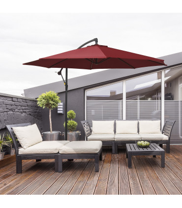 3m Garden Banana Parasol Cantilever Umbrella, Wine Red, Polyester, 295x245cm