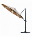 LED Cantilever Parasol Outdoor with Base Solar Lights Brown Polyester