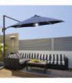 Outdoor Cantilever Parasol Blue Polyester 2.96m x 2.96m x 2.4m Solar Lights Base