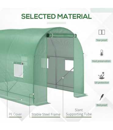 Polytunnel Greenhouse PE Cover Green 3.5L x 2W x 2H m Walk-in Tunnel Greenhouse