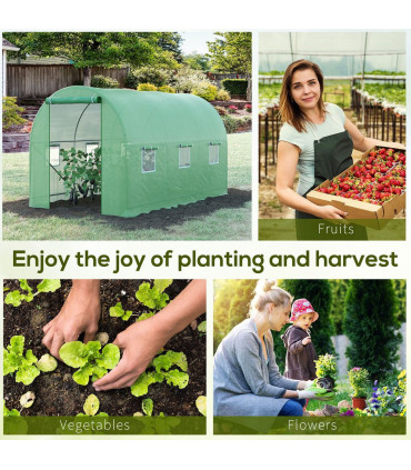 Polytunnel Greenhouse PE Cover Green 3.5L x 2W x 2H m Walk-in Tunnel Greenhouse