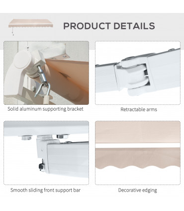 Awning 3.5x2.5m Manual Beige Polyester Window Door Sun Shade w/ Handle