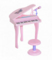 Mini Piano Electronic Keyboard Microphone Stool - Pink ABS 69H x 48L x 39Wcm