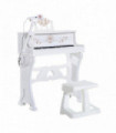 Baby 37 Key Kids Battery Keyboard Mini Grand Piano Stool Microphone White
