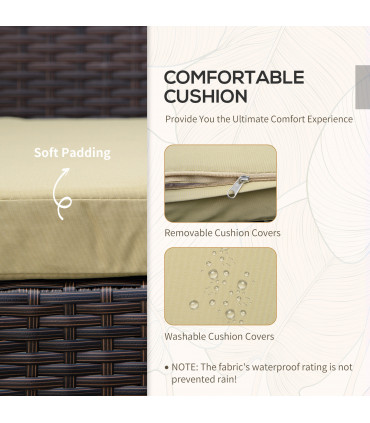 3Pc Rattan Bistro Set Beige PE Wicker Rattan 63cmx57cmx76cm Garden Patio Sofa