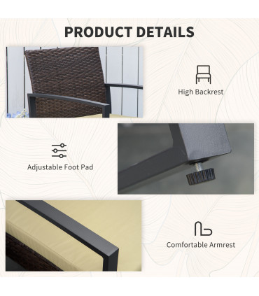 3Pc Rattan Bistro Set Beige PE Wicker Rattan 63cmx57cmx76cm Garden Patio Sofa