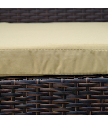 3Pc Rattan Bistro Set Beige PE Wicker Rattan 63cmx57cmx76cm Garden Patio Sofa