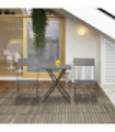 3PC   Bistro Set Rattan Furniture Garden Folding Chair Table Grey