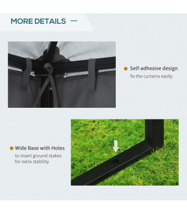 Metal Grey 295cm x 295cm Gazebo with Double Roof Design for Backyard Garden