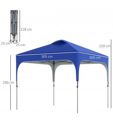Pop Up Gazebo Blue UV50+ fabric 305cm x 305cm x 290cm 3x3M Foldable Carry Bag