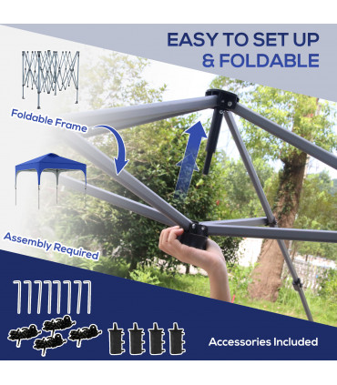 Pop Up Gazebo Blue UV50+ fabric 305cm x 305cm x 290cm 3x3M Foldable Carry Bag