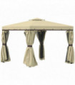 3x3m Patio Gazebo Water Repellent Roof, Mosquito Net Aluminium Beige