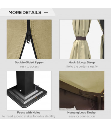 3x3m Patio Gazebo Water Repellent Roof, Mosquito Net Aluminium Beige