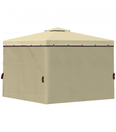 3x3m Patio Gazebo Water Repellent Roof, Mosquito Net Aluminium Beige