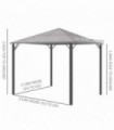 Gazebo Canopy 3x3(m) Polycarbonate Hardtop Aluminium Frame Grey 2.65H x 3L x 3Wm