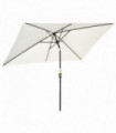 Patio Parasol Canopy Tilt Crank 6 Ribs Sun Shade Cream 195cm x 295cm x 240cm