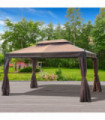 Metal Coffee 298cm (L) x 398cm (W) x 285cm (H) 3x4m Gazebo with Sidewalls