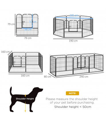 Steel and metal Black 158L x 79W x 79H cm Pet Playpen Dog Rabbit Puppy Cage