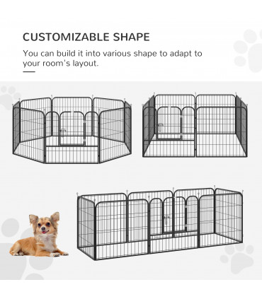 Steel and metal Black 158L x 79W x 79H cm Pet Playpen Dog Rabbit Puppy Cage