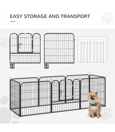 Steel and metal Black 158L x 79W x 79H cm Pet Playpen Dog Rabbit Puppy Cage