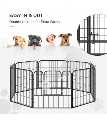 Steel and metal Black 158L x 79W x 79H cm Pet Playpen Dog Rabbit Puppy Cage