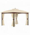 Polyester Khaki 3.95m x 3.28cm x 3.33m Gazebo Double Tier Roof Removable Net