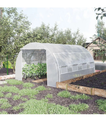 Greenhouse Polytunnel White Galvanised Steel PE 3.9m x 3m x 2 m Walk-in