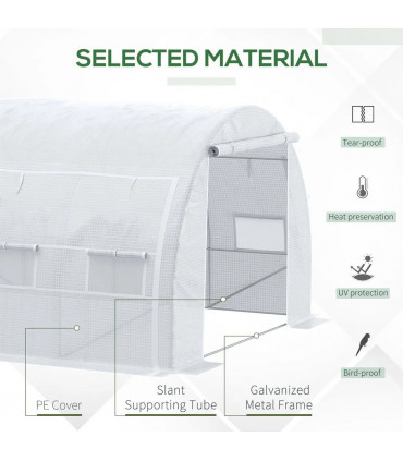Greenhouse Polytunnel White Galvanised Steel PE 3.9m x 3m x 2 m Walk-in