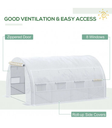 Greenhouse Polytunnel White Galvanised Steel PE 3.9m x 3m x 2 m Walk-in