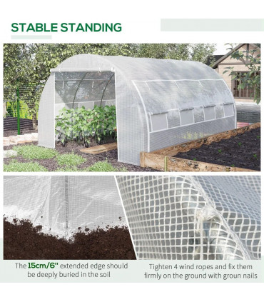 Greenhouse Polytunnel White Galvanised Steel PE 3.9m x 3m x 2 m Walk-in