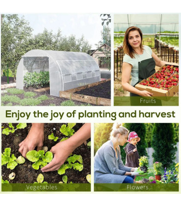 Greenhouse Polytunnel White Galvanised Steel PE 3.9m x 3m x 2 m Walk-in