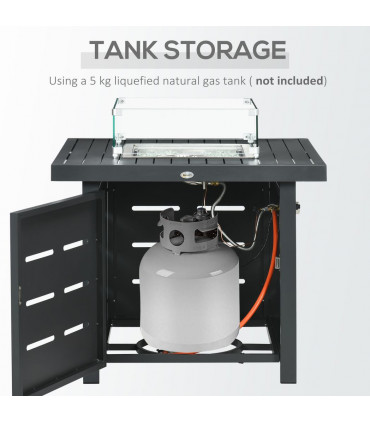 Aluminium Grey Fire Pit Table 85W x 85D x 68H cm 4 Seater Garden Furniture Set