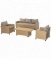 Aluminium Wrapped with Plastic Wicker Conversation Furniture Sofa Set w/ Table