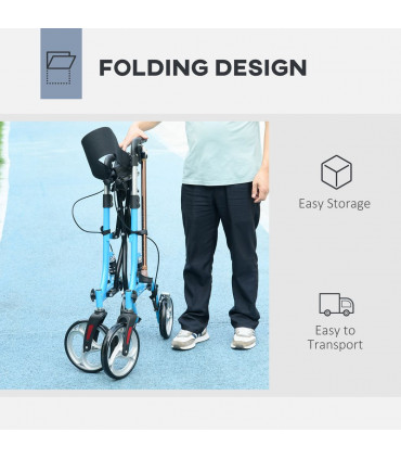 4 Wheel Rollator with Seat Adjustable Mobility Walker with Bag Dual Brakes