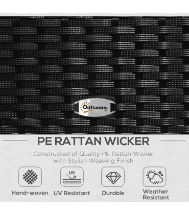 4-Seater Rattan Garden Furniture Set Black Cream Outdoor Patio Bistro