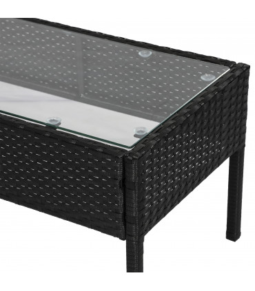 4-Seater Rattan Garden Furniture Set Black Cream Outdoor Patio Bistro