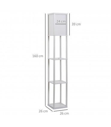 Floor Lamp White 26cm x 26cm x 160cm 4-Tier Floor Lamp with Storage Shelf