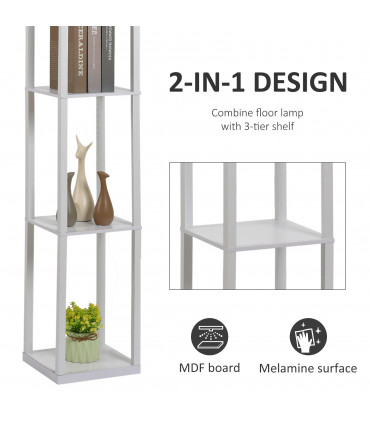 Floor Lamp White 26cm x 26cm x 160cm 4-Tier Floor Lamp with Storage Shelf